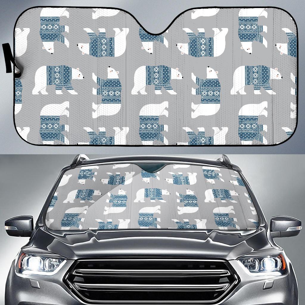 Polar Bear Pattern Print Design A03 Car Sun Shades-JORJUNE.COM