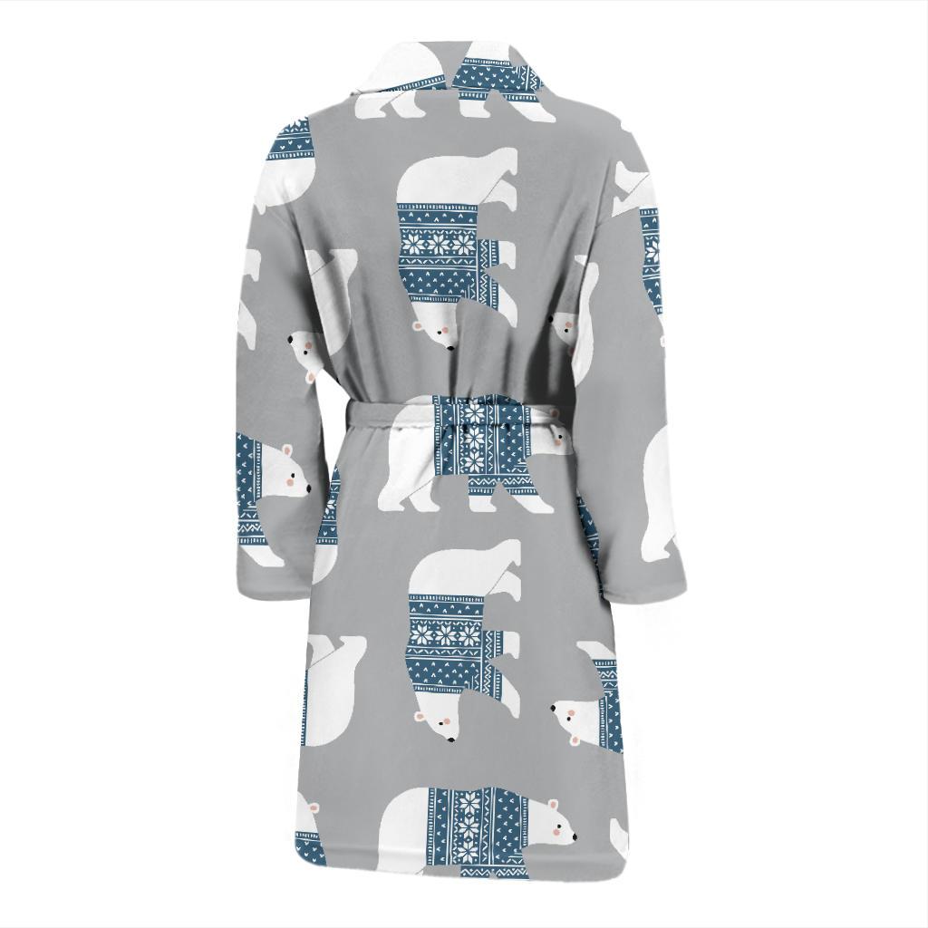 Polar Bear Pattern Print Design A03 Men Bathrobe-JORJUNE.COM