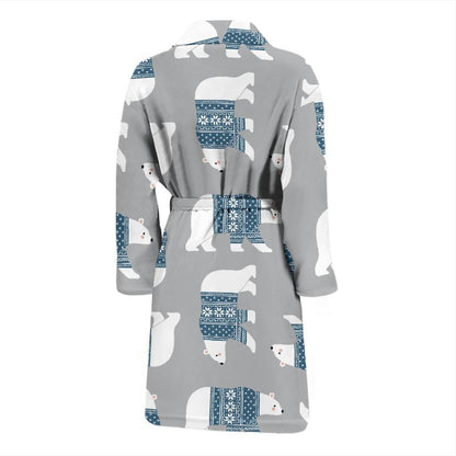 Polar Bear Pattern Print Design A03 Men Bathrobe-JORJUNE.COM