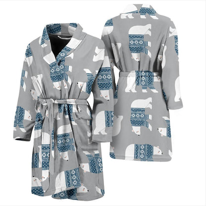 Polar Bear Pattern Print Design A03 Men Bathrobe-JORJUNE.COM