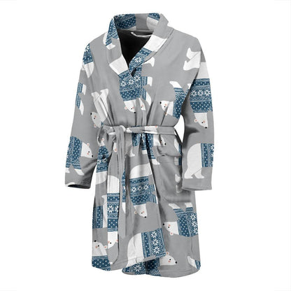 Polar Bear Pattern Print Design A03 Men Bathrobe-JORJUNE.COM