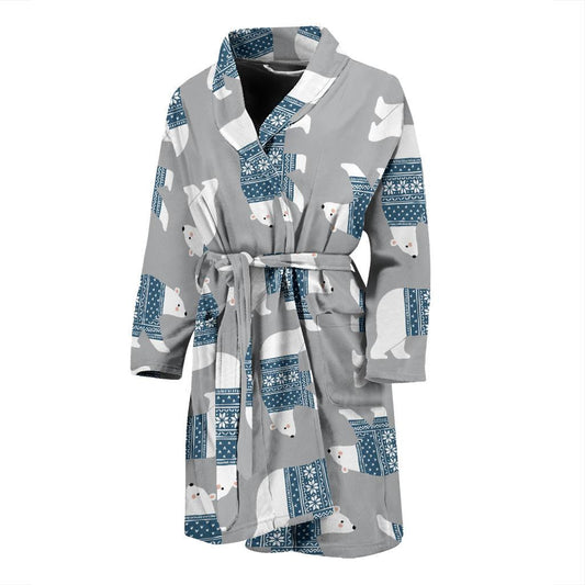Polar Bear Pattern Print Design A03 Men Bathrobe-JORJUNE.COM