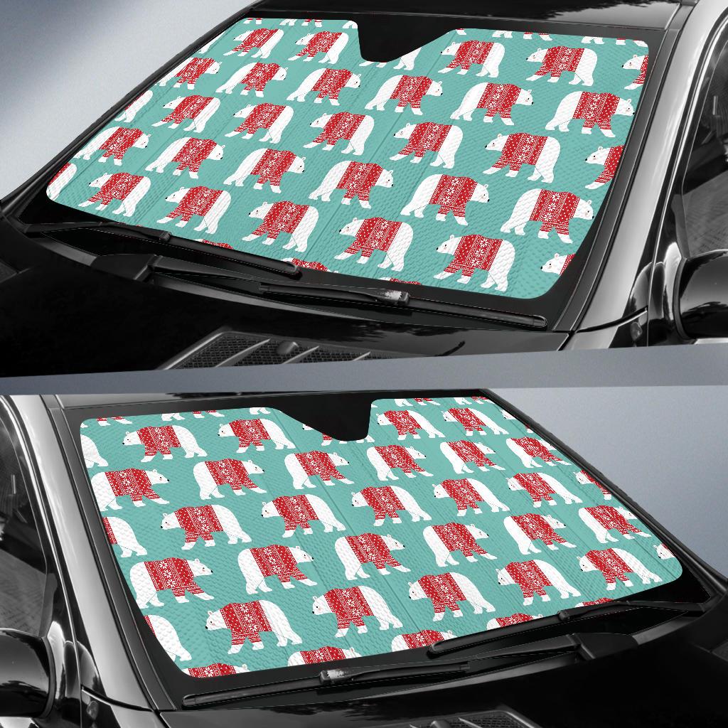 Polar Bear Pattern Print Design A04 Car Sun Shades-JORJUNE.COM