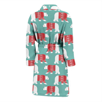 Polar Bear Pattern Print Design A04 Men Bathrobe-JORJUNE.COM