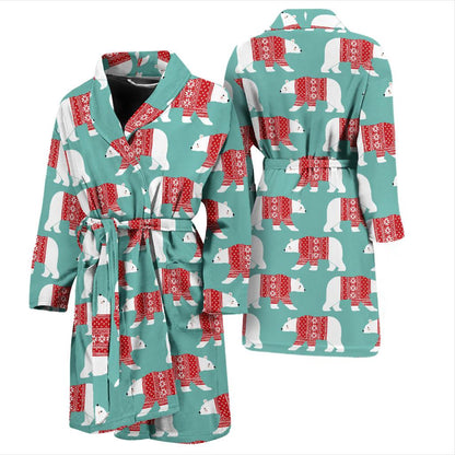 Polar Bear Pattern Print Design A04 Men Bathrobe-JORJUNE.COM