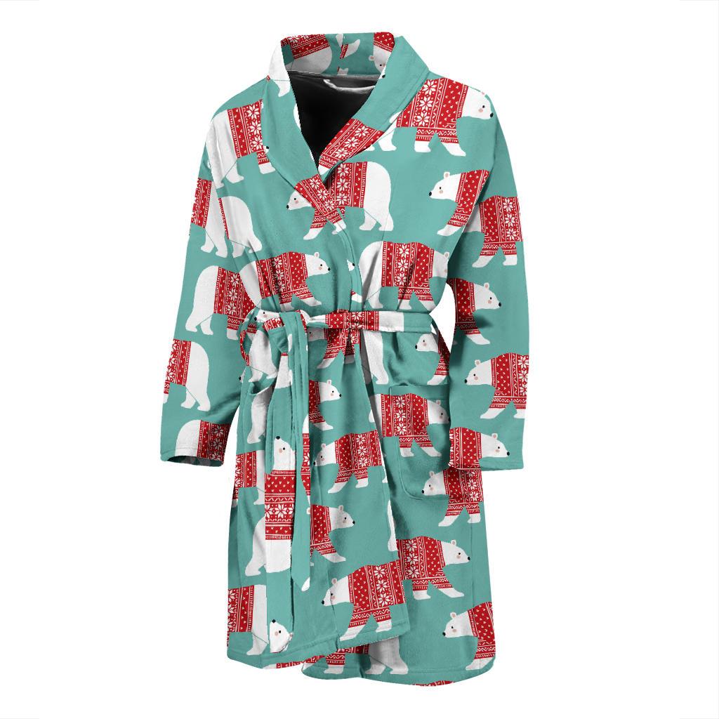 Polar Bear Pattern Print Design A04 Men Bathrobe-JORJUNE.COM