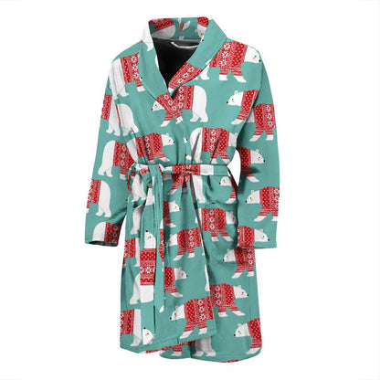 Polar Bear Pattern Print Design A04 Men Bathrobe-JORJUNE.COM