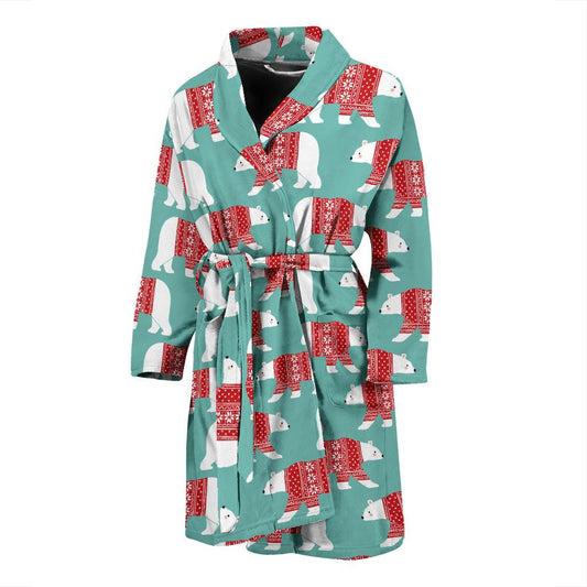 Polar Bear Pattern Print Design A04 Men Bathrobe-JORJUNE.COM