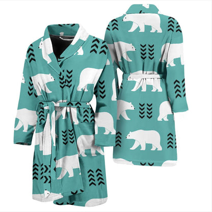 Polar Bear Pattern Print Design A05 Men Bathrobe-JORJUNE.COM