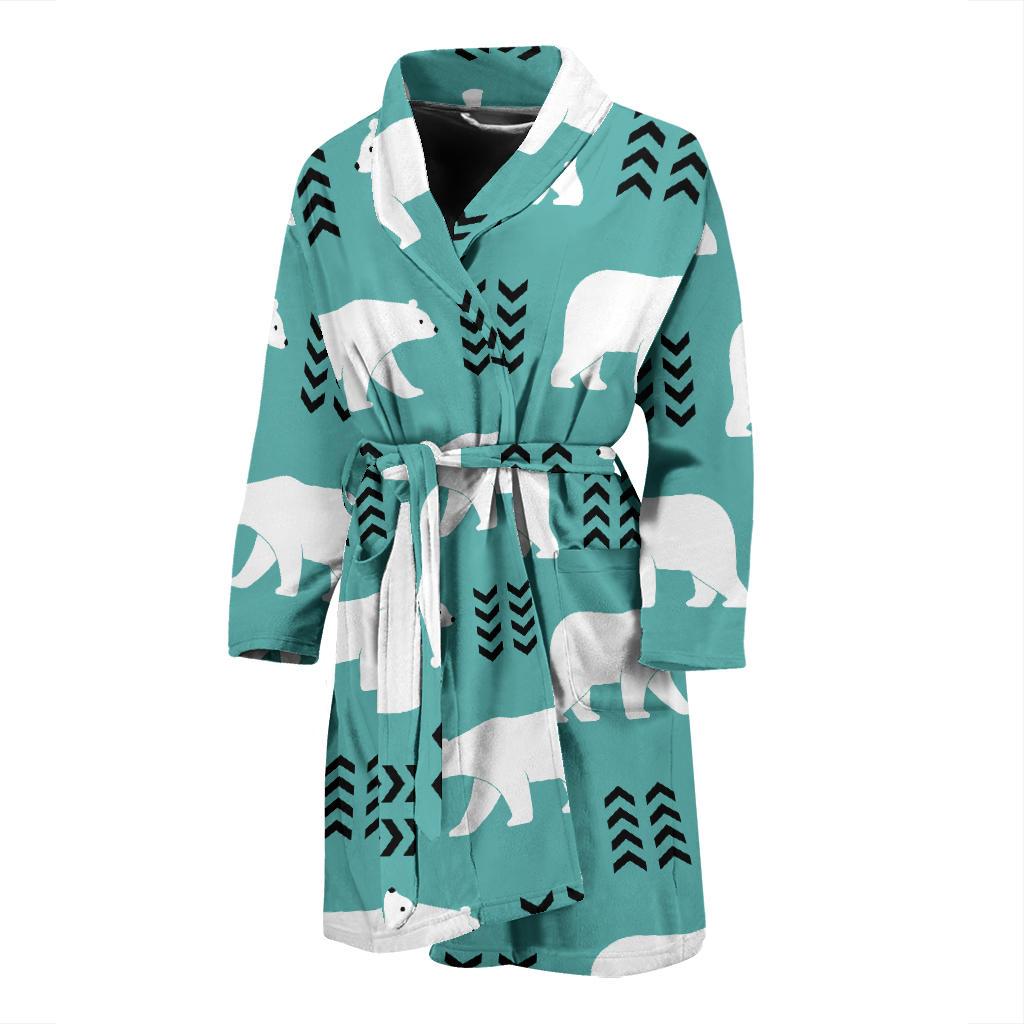 Polar Bear Pattern Print Design A05 Men Bathrobe-JORJUNE.COM