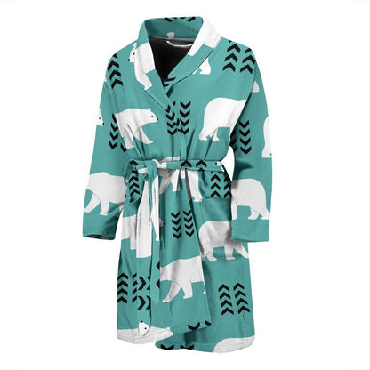 Polar Bear Pattern Print Design A05 Men Bathrobe-JORJUNE.COM