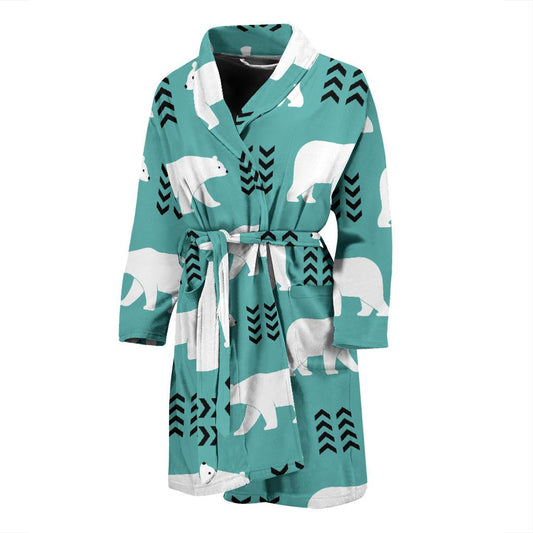 Polar Bear Pattern Print Design A05 Men Bathrobe-JORJUNE.COM