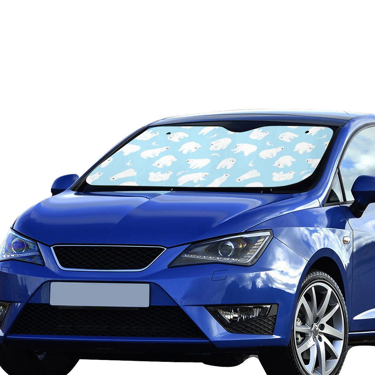 Polar Bear Pattern Print Design PB01 Car Sun Shade-JorJune