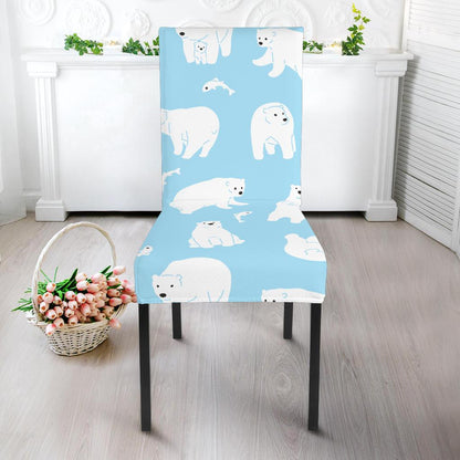Polar Bear Pattern Print Design PB01 Dining Chair Slipcover-JORJUNE.COM