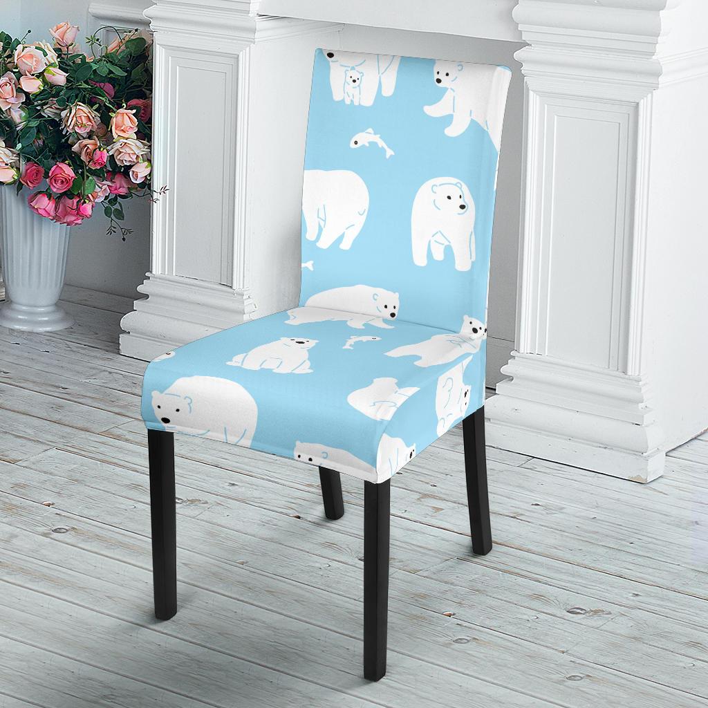 Polar Bear Pattern Print Design PB01 Dining Chair Slipcover-JORJUNE.COM