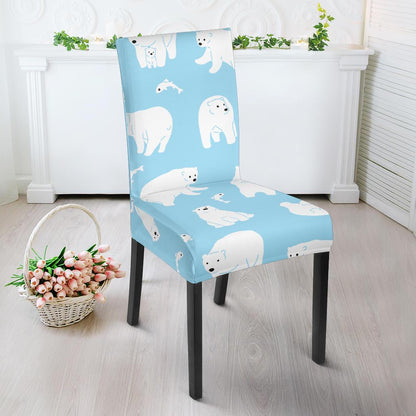 Polar Bear Pattern Print Design PB01 Dining Chair Slipcover-JORJUNE.COM