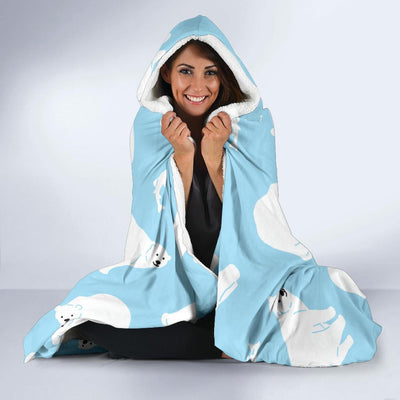 Polar Bear Pattern Print Design PB01 Hooded Blanket-JORJUNE.COM