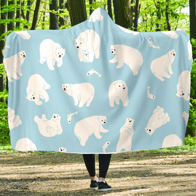 Polar Bear Pattern Print Design PB01 Hooded Blanket-JORJUNE.COM