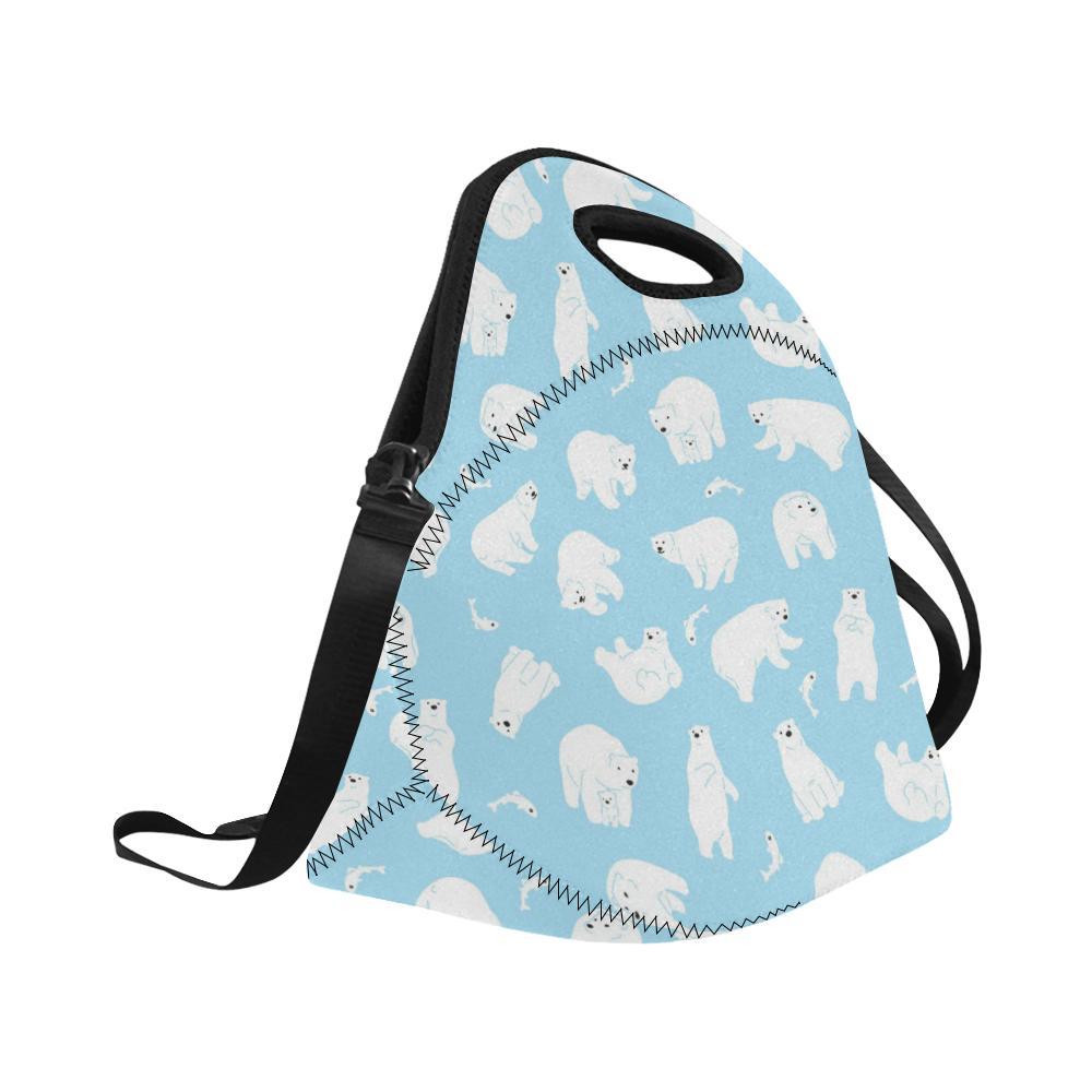 Polar Bear Pattern Print Design PB01 Neoprene Lunch Bag-JorJune