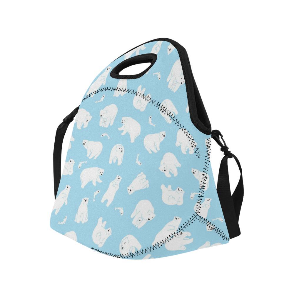 Polar Bear Pattern Print Design PB01 Neoprene Lunch Bag-JorJune
