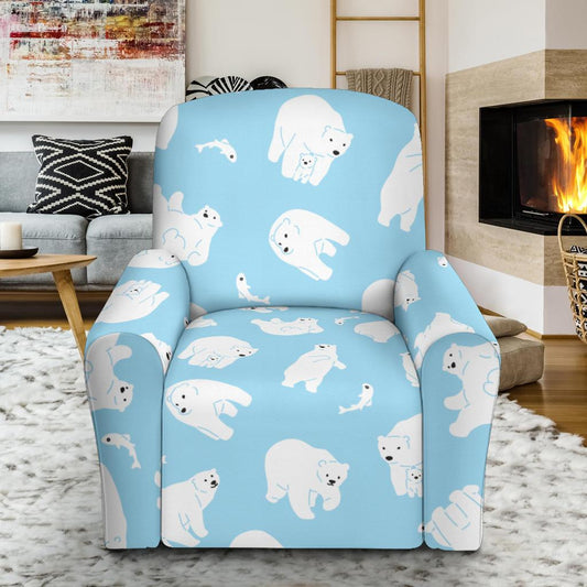 Polar Bear Pattern Print Design PB01 Recliner Slipcover-JORJUNE.COM