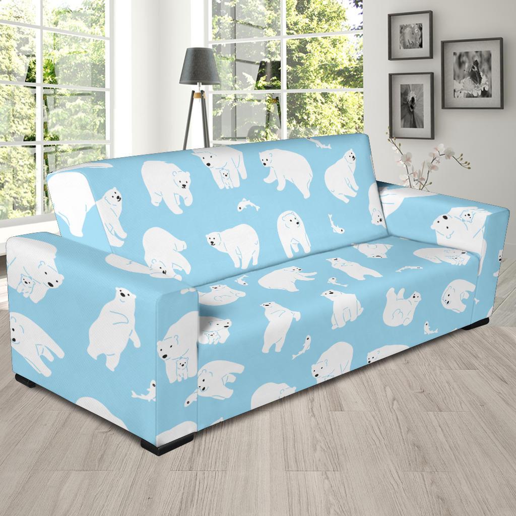Polar Bear Pattern Print Design PB01 Sofa Slipcover-JORJUNE.COM
