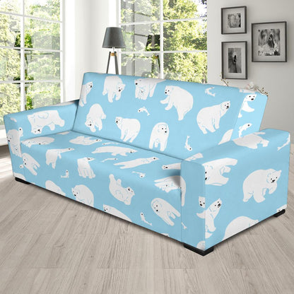 Polar Bear Pattern Print Design PB01 Sofa Slipcover-JORJUNE.COM