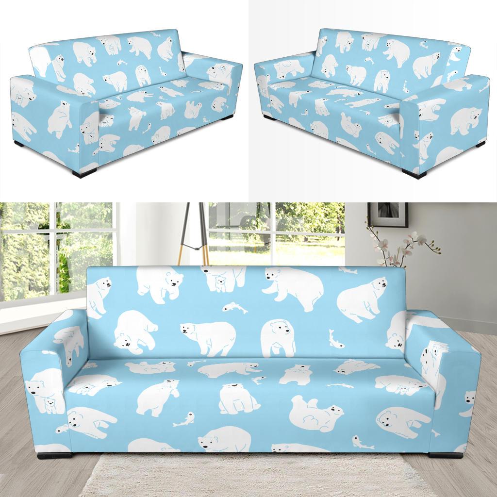 Polar Bear Pattern Print Design PB01 Sofa Slipcover-JORJUNE.COM