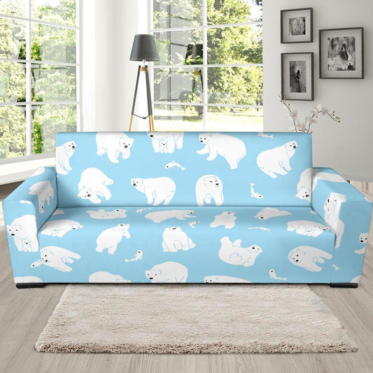 Polar Bear Pattern Print Design PB01 Sofa Slipcover-JORJUNE.COM