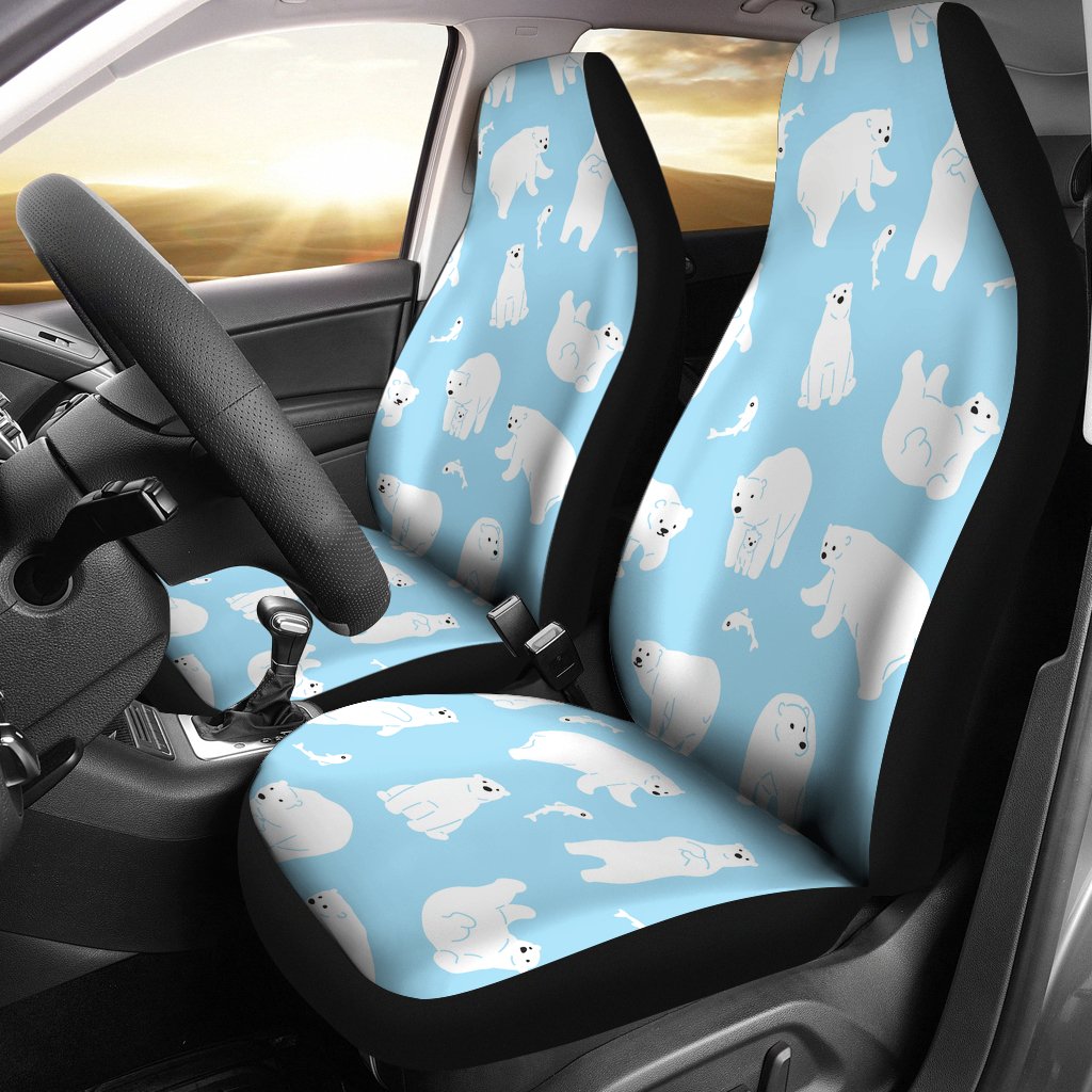 Polar Bear Pattern Print Design PB01 Universal Fit Car Seat Covers-JorJune