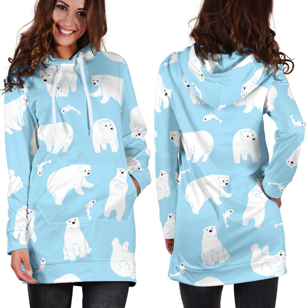 Polar Bear Pattern Print Design PB01 Women Hoodie Dress