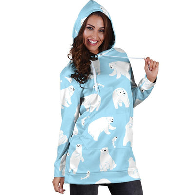 Polar Bear Pattern Print Design PB01 Women Hoodie Dress