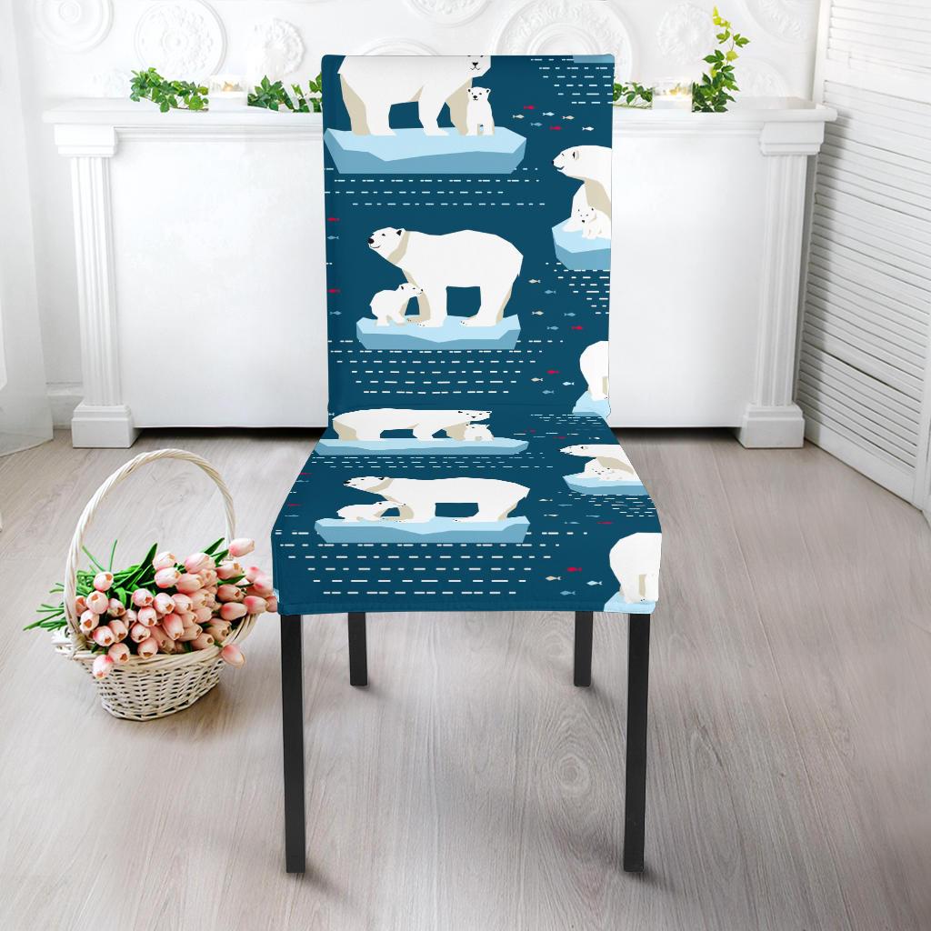 Polar Bear Pattern Print Design PB02 Dining Chair Slipcover-JORJUNE.COM