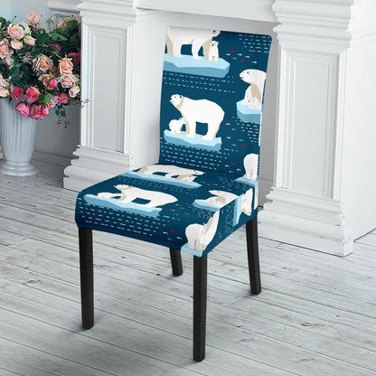 Polar Bear Pattern Print Design PB02 Dining Chair Slipcover-JORJUNE.COM