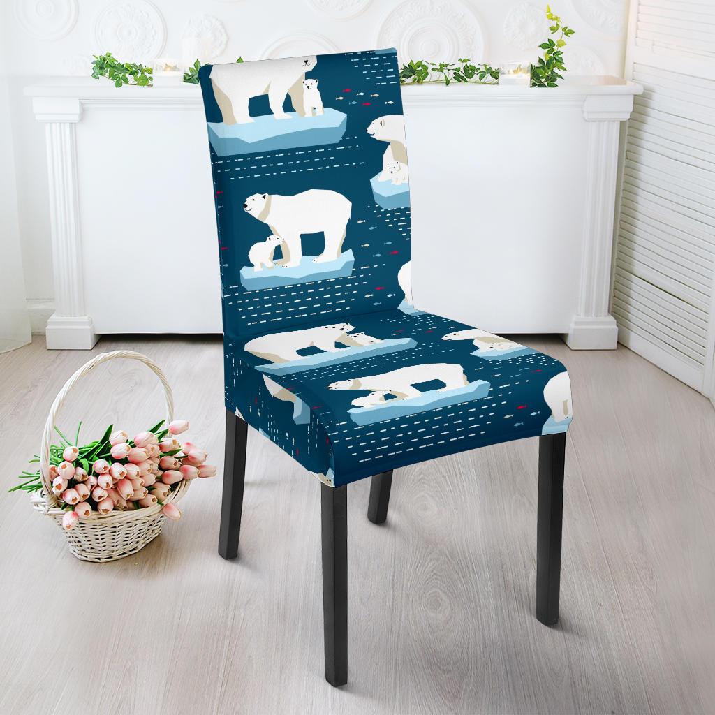 Polar Bear Pattern Print Design PB02 Dining Chair Slipcover-JORJUNE.COM