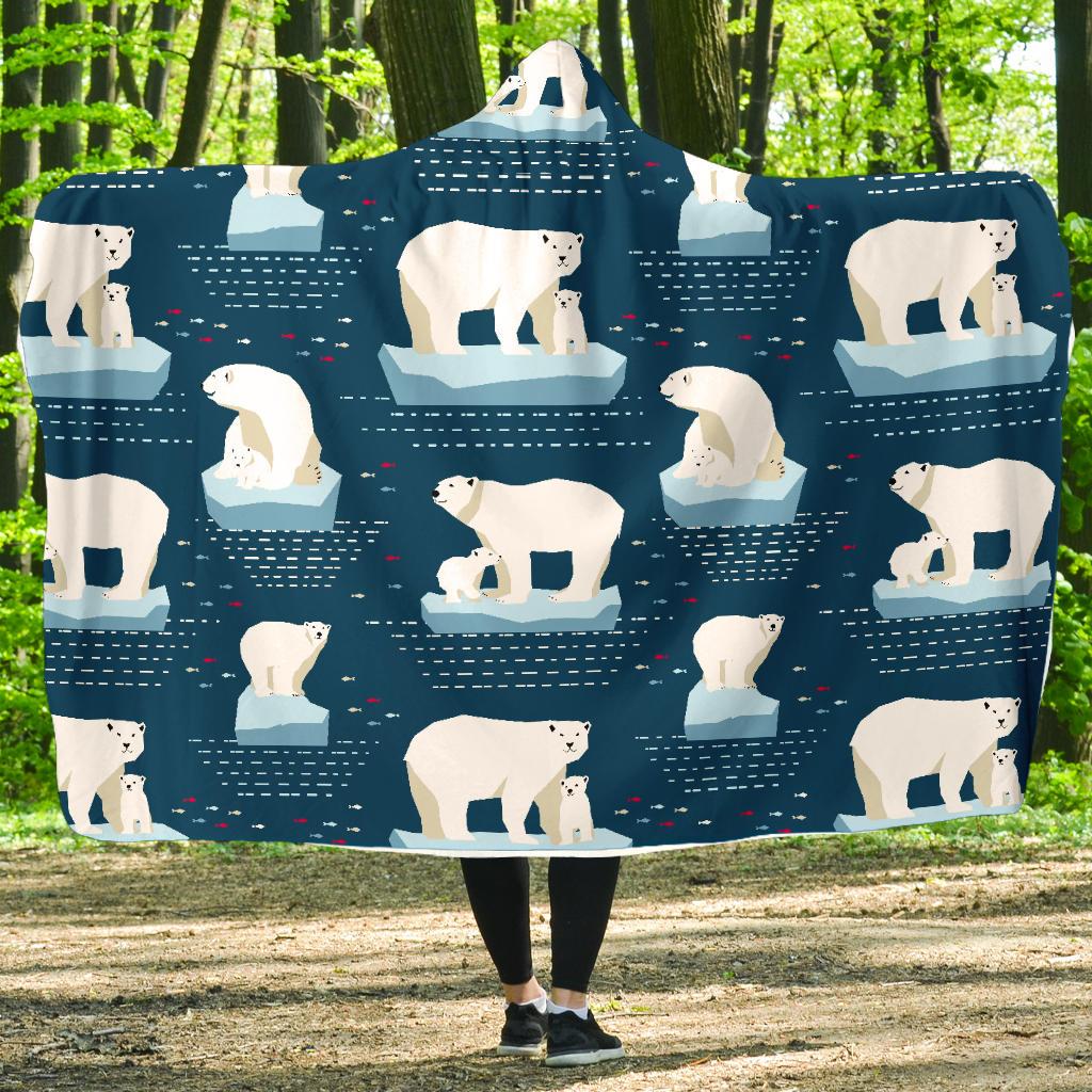 Polar Bear Pattern Print Design PB02 Hooded Blanket-JORJUNE.COM