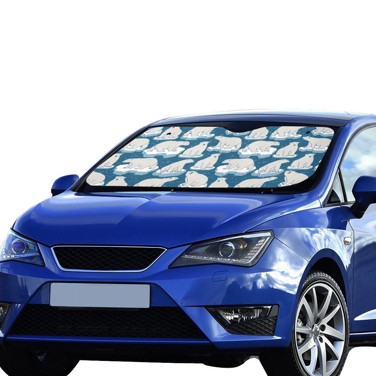 Polar Bear Pattern Print Design PB03 Car Sun Shade-JorJune