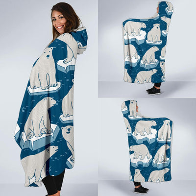 Polar Bear Pattern Print Design PB03 Hooded Blanket-JORJUNE.COM