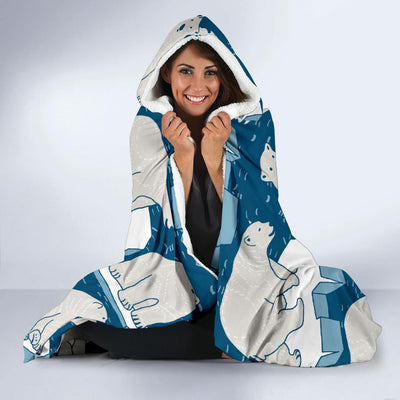 Polar Bear Pattern Print Design PB03 Hooded Blanket-JORJUNE.COM