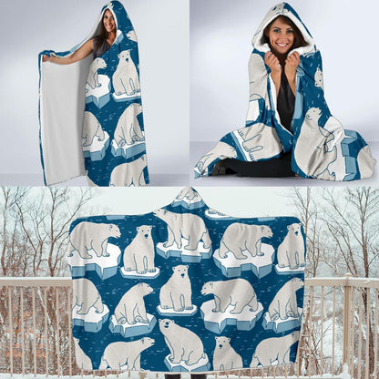 Polar Bear Pattern Print Design PB03 Hooded Blanket-JORJUNE.COM