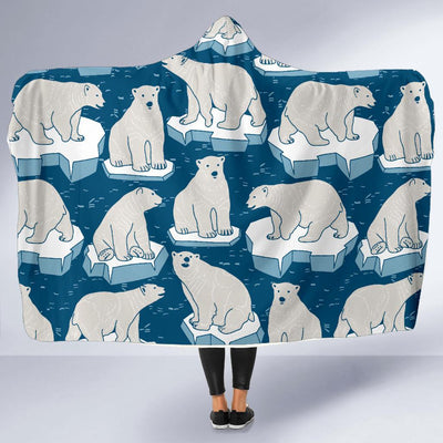 Polar Bear Pattern Print Design PB03 Hooded Blanket-JORJUNE.COM