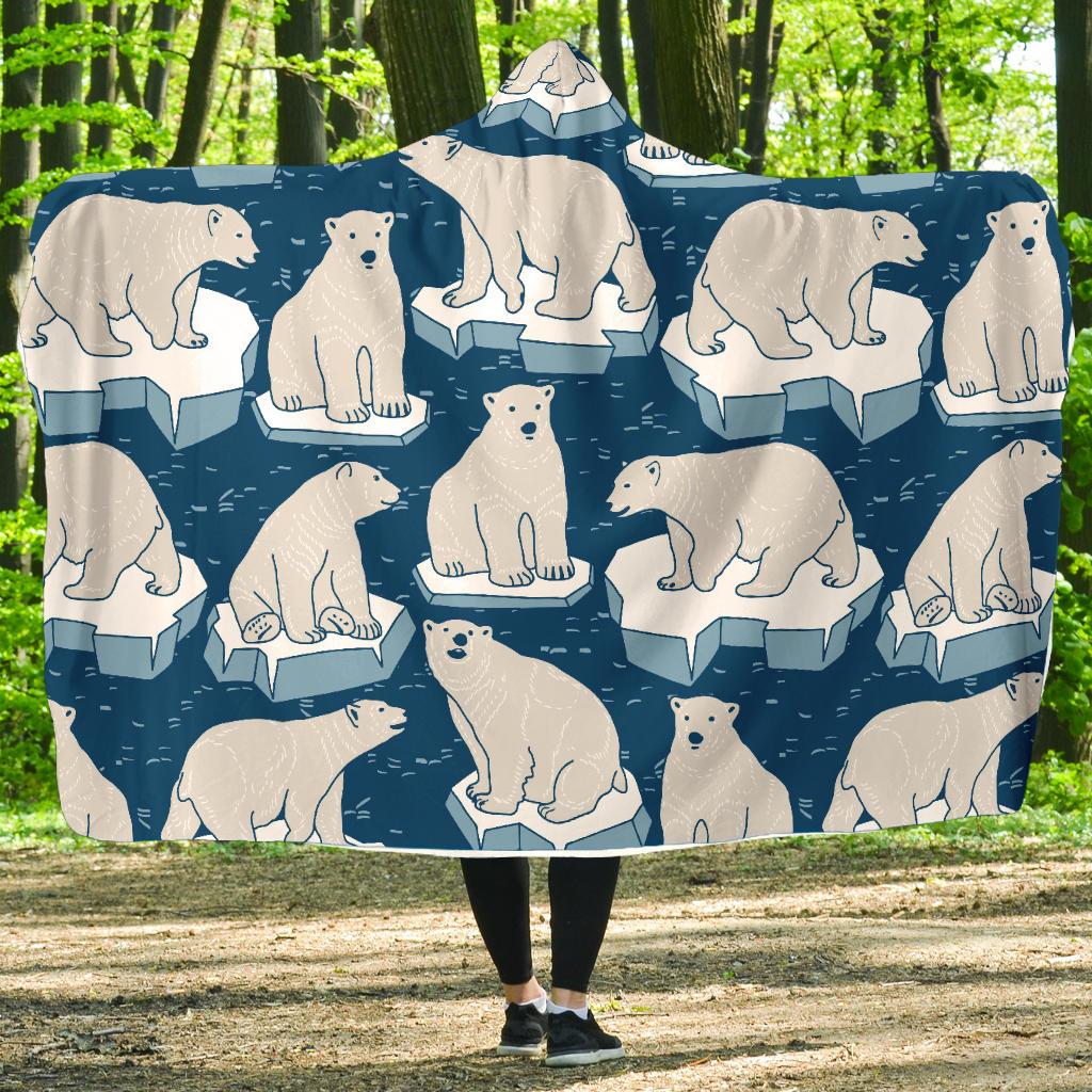 Polar Bear Pattern Print Design PB03 Hooded Blanket-JORJUNE.COM