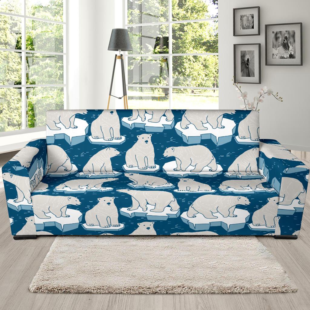 Polar Bear Pattern Print Design PB03 Sofa Slipcover-JORJUNE.COM