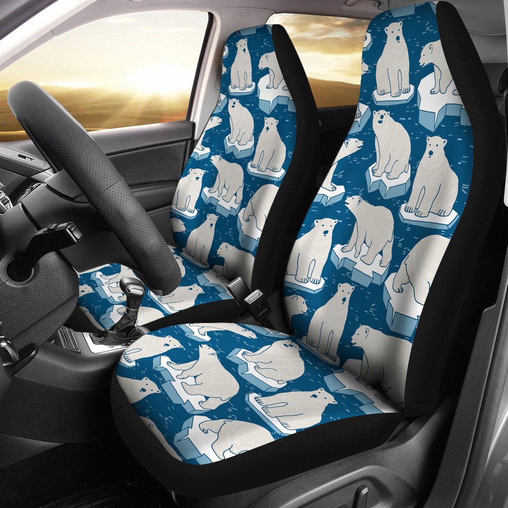 Polar Bear Pattern Print Design PB03 Universal Fit Car Seat Covers-JorJune