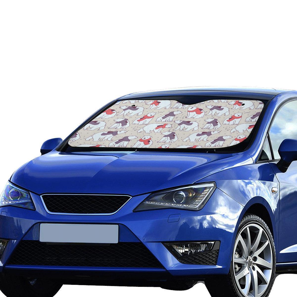 Polar Bear Pattern Print Design PB04 Car Sun Shade-JorJune
