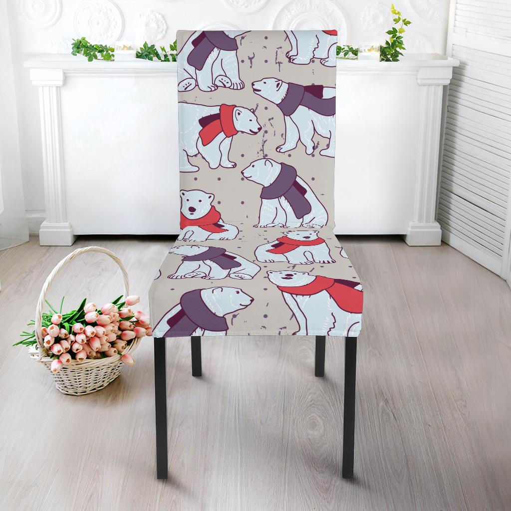 Polar Bear Pattern Print Design PB04 Dining Chair Slipcover-JORJUNE.COM
