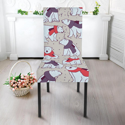 Polar Bear Pattern Print Design PB04 Dining Chair Slipcover-JORJUNE.COM