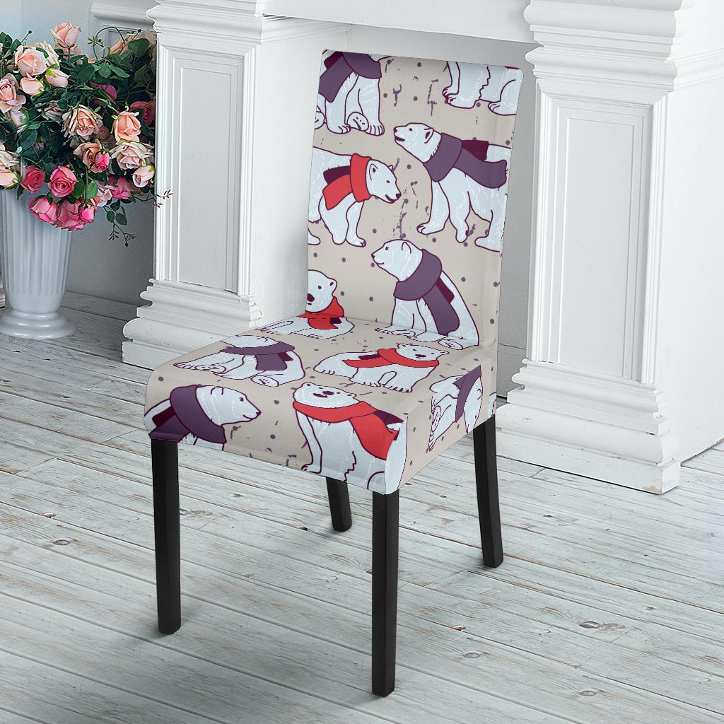 Polar Bear Pattern Print Design PB04 Dining Chair Slipcover-JORJUNE.COM