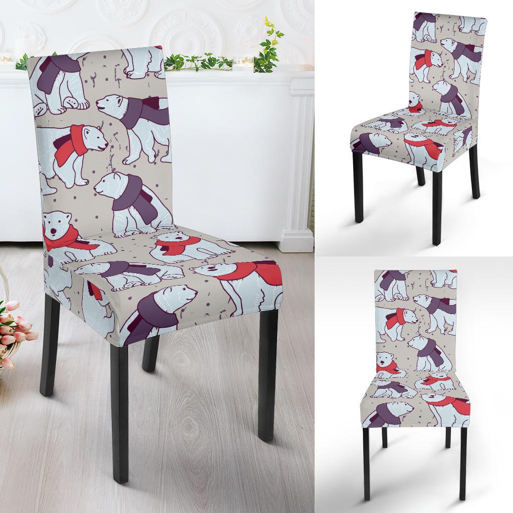 Polar Bear Pattern Print Design PB04 Dining Chair Slipcover-JORJUNE.COM
