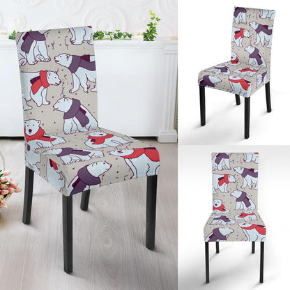 Polar Bear Pattern Print Design PB04 Dining Chair Slipcover-JORJUNE.COM